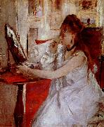 Berthe Morisot ung kvinna med pudervippa oil painting on canvas